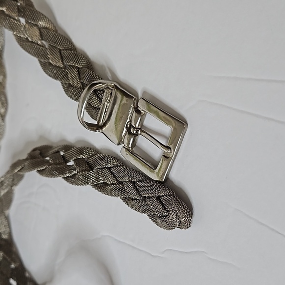 Vintage Silvertone Braided Belt SILVER Pre-owned - Picture 3 of 5